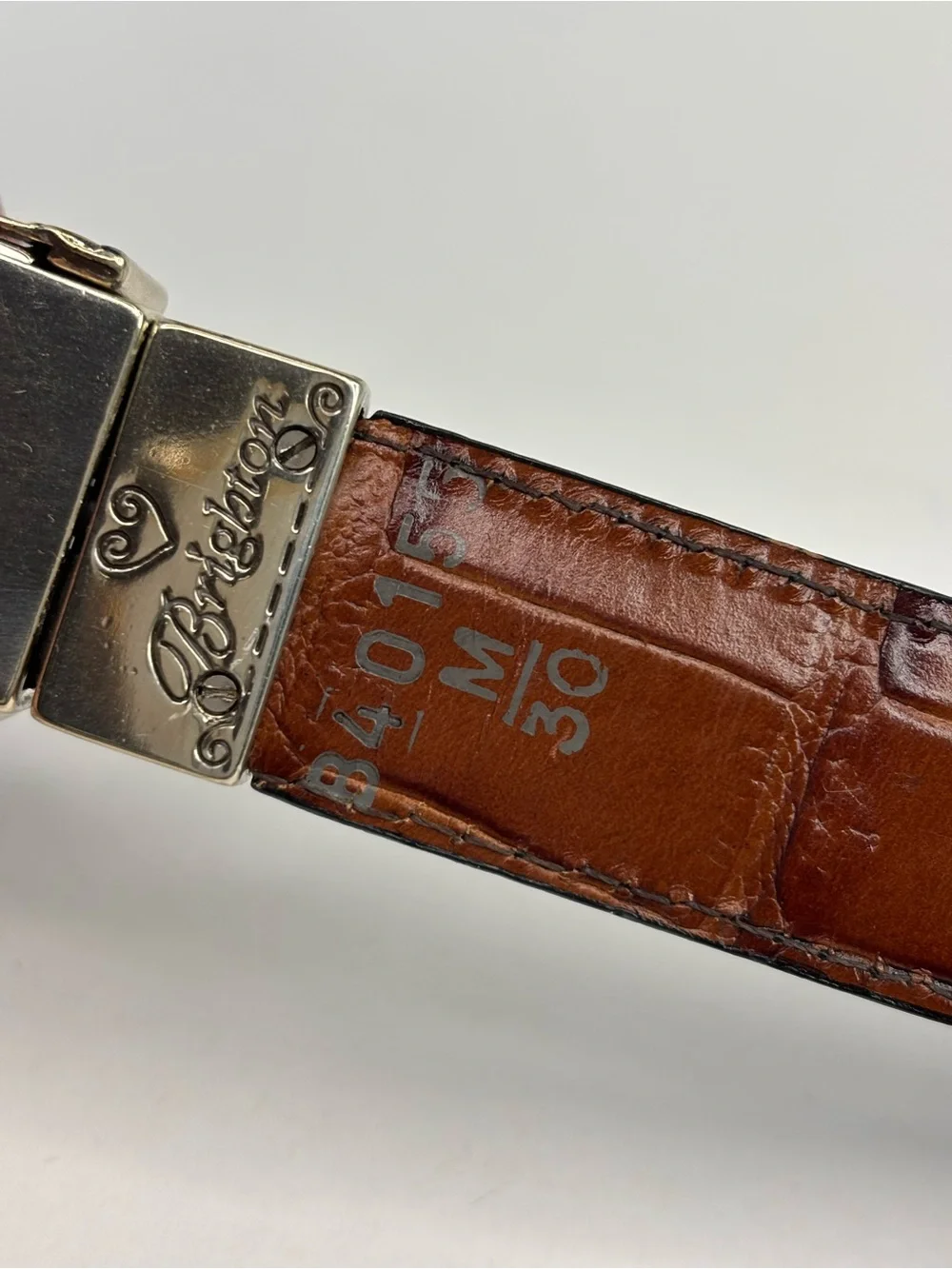Vintage Brighton Reversible Croc-Embossed Leather Belt Brown Black B40155 30 / M